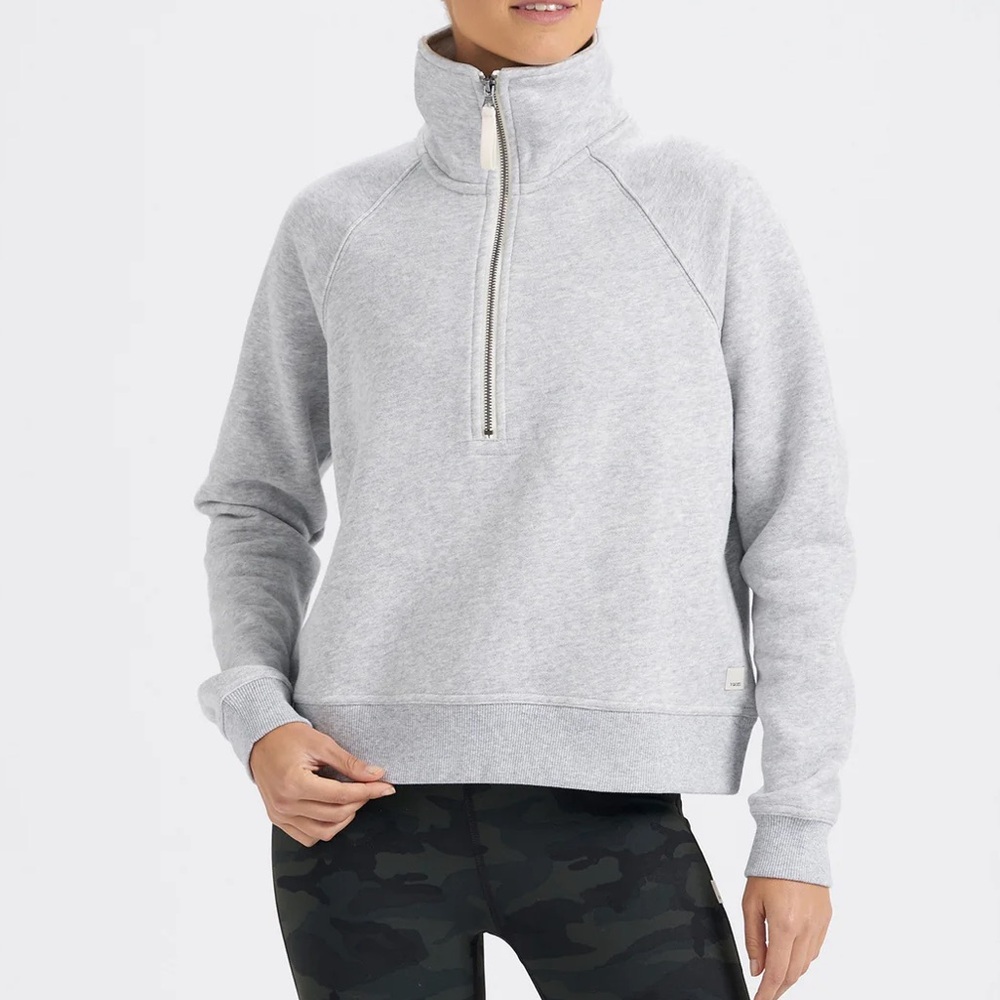 VUORI Restore Half Zip Fleece Pullover Light Heather Grey Women's XL EUC